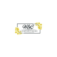 WC Initial handwriting logo vector. Hand lettering for designs