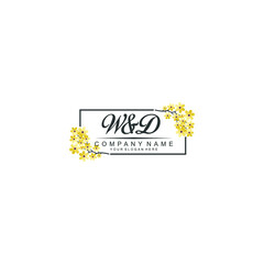 WD Initial handwriting logo vector. Hand lettering for designs