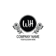 WH initial hand drawn wedding monogram logos