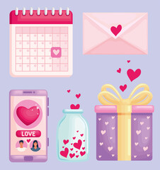 five happy valentines day icons