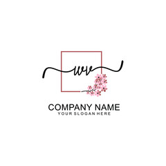 Initial WV beauty monogram and elegant logo design  handwriting logo of initial signature