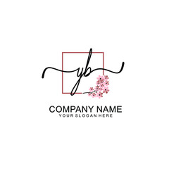 Initial YB beauty monogram and elegant logo design  handwriting logo of initial signature