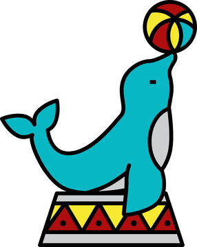 recommend clip art: Seal Icon. Amusement park concept outline style icon