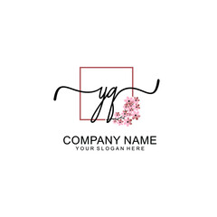 Initial YQ beauty monogram and elegant logo design  handwriting logo of initial signature