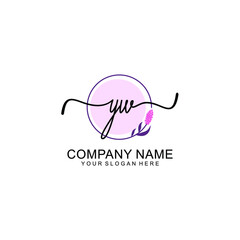 Initial YW beauty monogram and elegant logo design  handwriting logo of initial signature