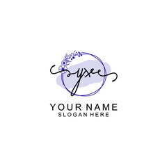 Initial YX beauty monogram and elegant logo design  handwriting logo of initial signature