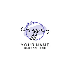 Initial YY beauty monogram and elegant logo design  handwriting logo of initial signature