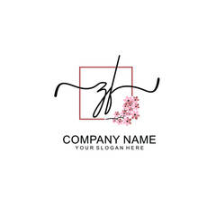 Initial ZF beauty monogram and elegant logo design  handwriting logo of initial signature
