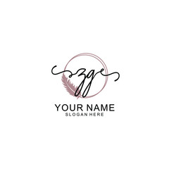 Initial ZG beauty monogram and elegant logo design  handwriting logo of initial signature