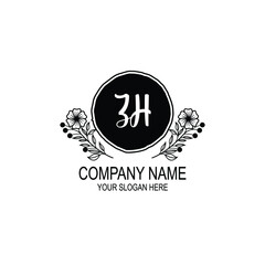 ZH initial hand drawn wedding monogram logos