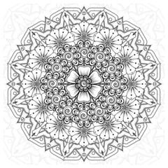 Circular pattern in form of mandala for Henna, Mehndi, tattoo, decoration. Decorative ornament in ethnic oriental style. Coloring book page.