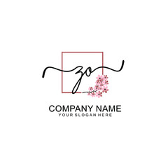 Initial ZO beauty monogram and elegant logo design  handwriting logo of initial signature