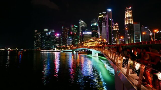Beautiful Time lapse Singapore city skyline