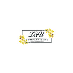 ZU Initial handwriting logo vector. Hand lettering for designs