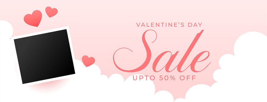 sale banner for valentines day event with image photo frame