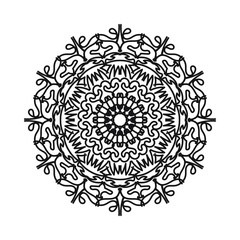 Circular pattern in form of mandala for Henna, Mehndi, tattoo, decoration. Decorative ornament in ethnic oriental style. Coloring book page.