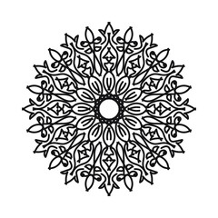 Circular pattern in form of mandala for Henna, Mehndi, tattoo, decoration. Decorative ornament in ethnic oriental style. Coloring book page.