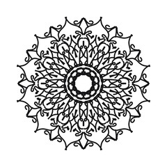 Circular pattern in form of mandala for Henna, Mehndi, tattoo, decoration. Decorative ornament in ethnic oriental style. Coloring book page.