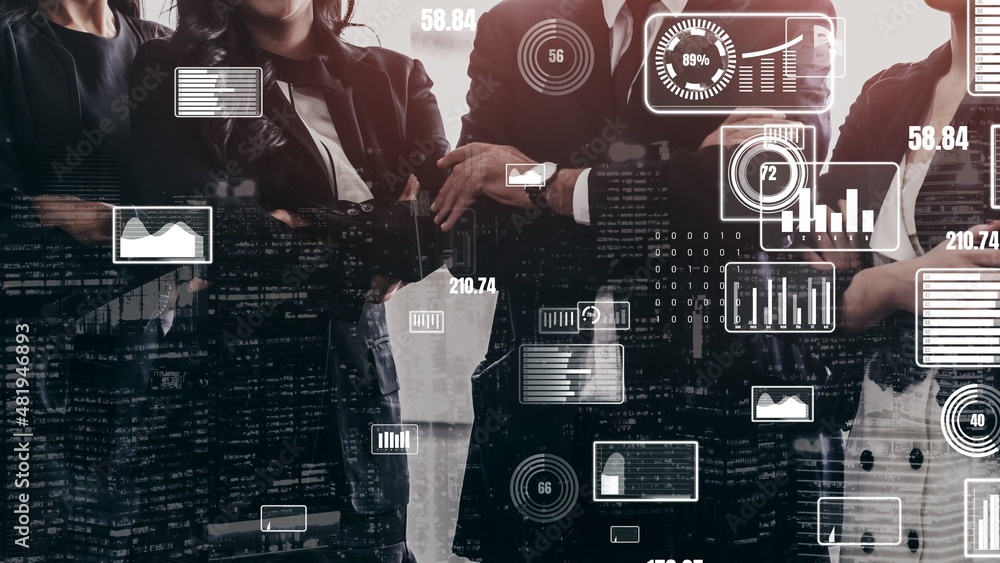 Poster conceptual business dashboard for financial data analysis . 3d render computer graphic .