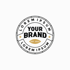 Minimalist Vintage Stamp Label Badge Circular Round Logo design vector