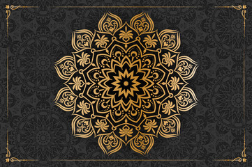 Ornamental luxury mandala pattern background with royal golden arabesque pattern Arabic Islamic east style. Traditional Turkish, Indian motifs. Great for fabric and textile, wallpaper, packaging etc.