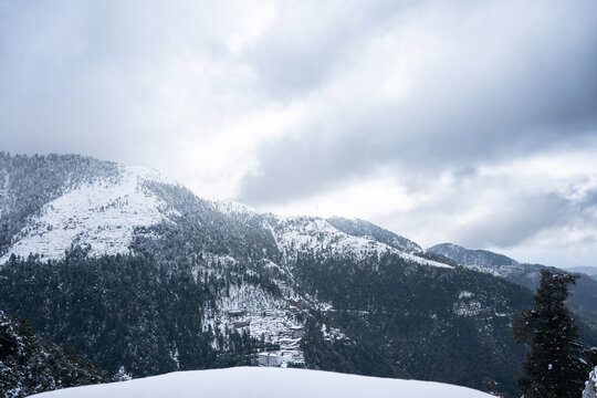 Snow covered mountains in winter, Dalhousie, Himachal Pradesh, India