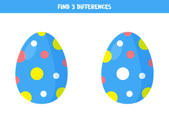 Find three differences between two pictures of Easter egg.