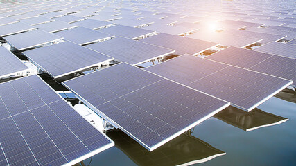Clean energy concept of floating photovoltaic power plants