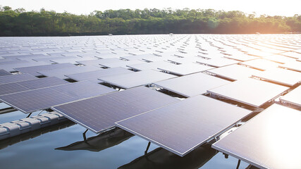 floating solar power station renewable energy concept