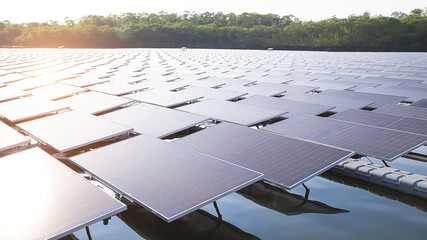 floating solar power station renewable energy concept	