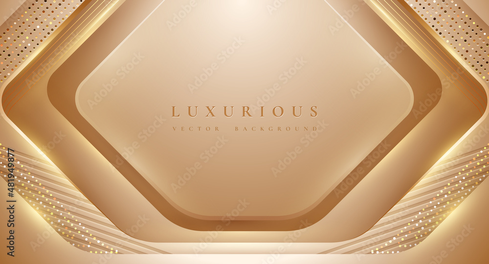 Poster luxurious abstract golden background with shiny gold lines and empty space for your promotional text