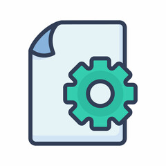 Obraz premium setting document file paper page configuration single isolated icon with filled line style