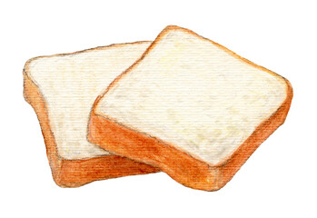 食パン２枚　アナログイラスト