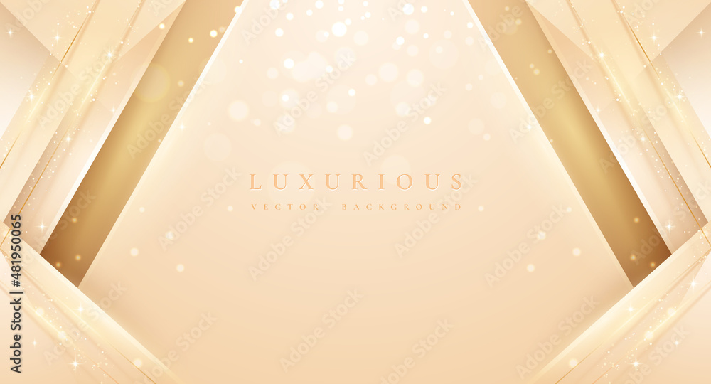 Poster luxurious abstract golden background with shiny gold lines and empty space for your promotional text