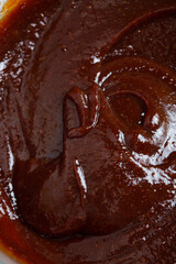 Top view of a closeup of bbq sauce