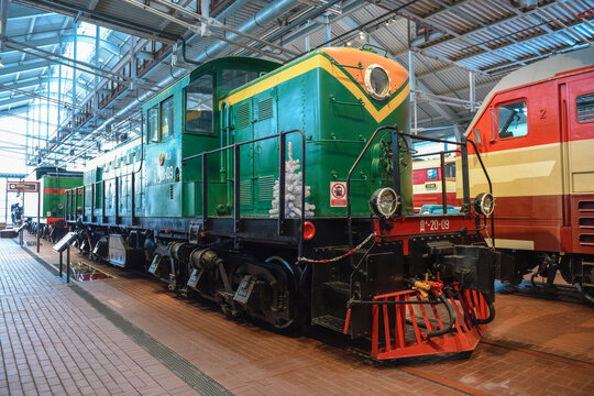 SAINT PETERSBURG, RUSSIA - JANUARY 12, 2022: American diesel locomotive Da-20-09, built for the Soviet Union during the Second World War, in the Museum of Russian Railways