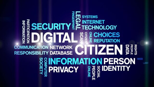 4k Digital Citizen Animated Tag Word Cloud;Text Design Animation typography seamless loop.