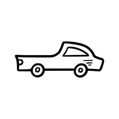 Doodle car. Funny sketch scribble style. Hand drawn toy car vector illustration.