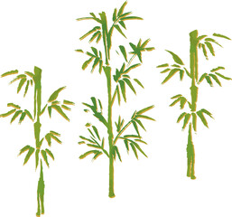 竹　竹林　植物　自然　水墨画　墨絵　日本画　和柄　和風　手描き　アナログタッチ　水彩　イラスト素材