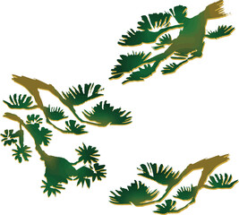 松　木　植物　自然　水墨画　墨絵　日本画　和柄　和風　手描き　アナログタッチ　水彩　イラスト素材