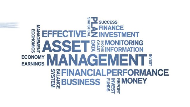4k Asset Management Animated Tag Word Cloud;Text Design Animation typography seamless loop.