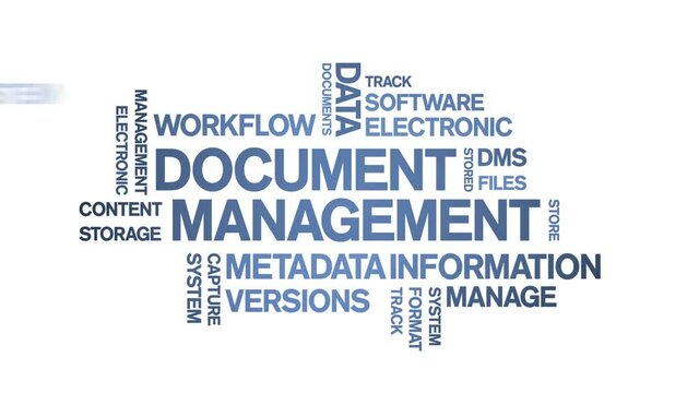 4k Document Management Animated Tag Word Cloud;Text Design Animation typography seamless loop.