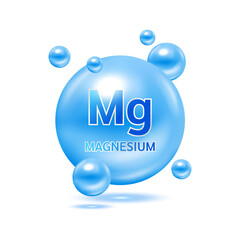 Minerals Magnesium Mg and Vitamin for health. Medical and dietary supplement health care concept. 3D Vector EPS10 illustration. Isolated on a white background. - obrazy, fototapety, plakaty