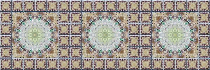 Mosaic ceramic tiles seamless pattern. Tiled Wall Texture.