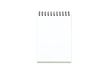 Top view empty notebook on a white background.
