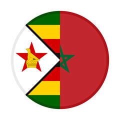 round icon with zimbabwe and morocco flags. vector illustration isolated on white background