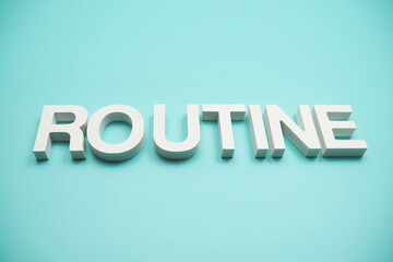 Routine alphabet letters on blue background