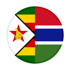 Fototapeta premium round icon with zimbabwe and gambia flags. vector illustration isolated on white background