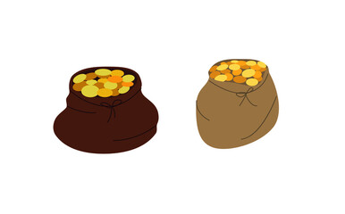 Money bag and gold coins vector EPS10 icon with dollar sign. color and Background. Gift and decorative element. vector illustration