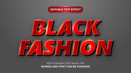Black Fashion Red Editable Text Effect